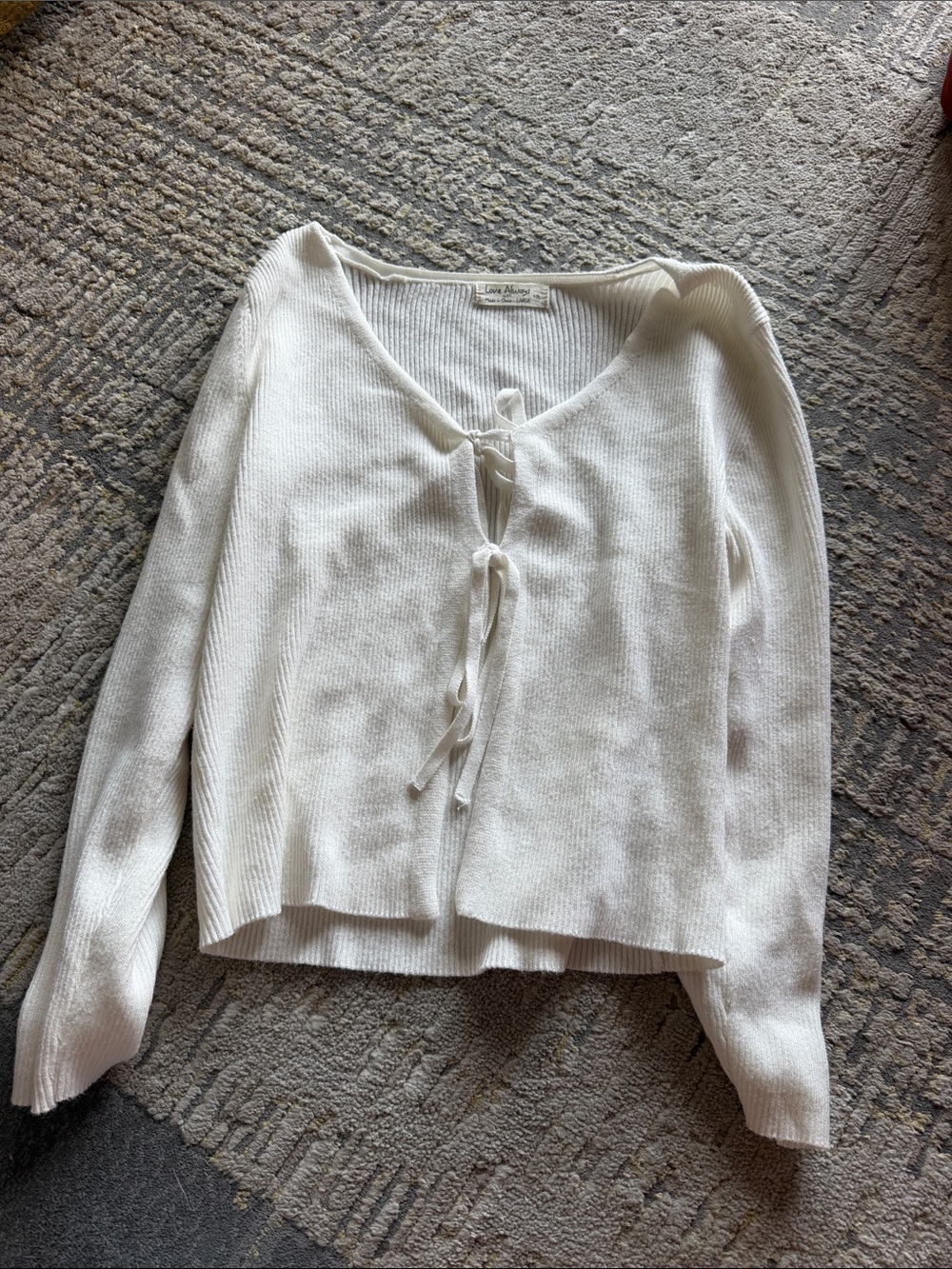 Tie-Front White Women's Knit Cardigan